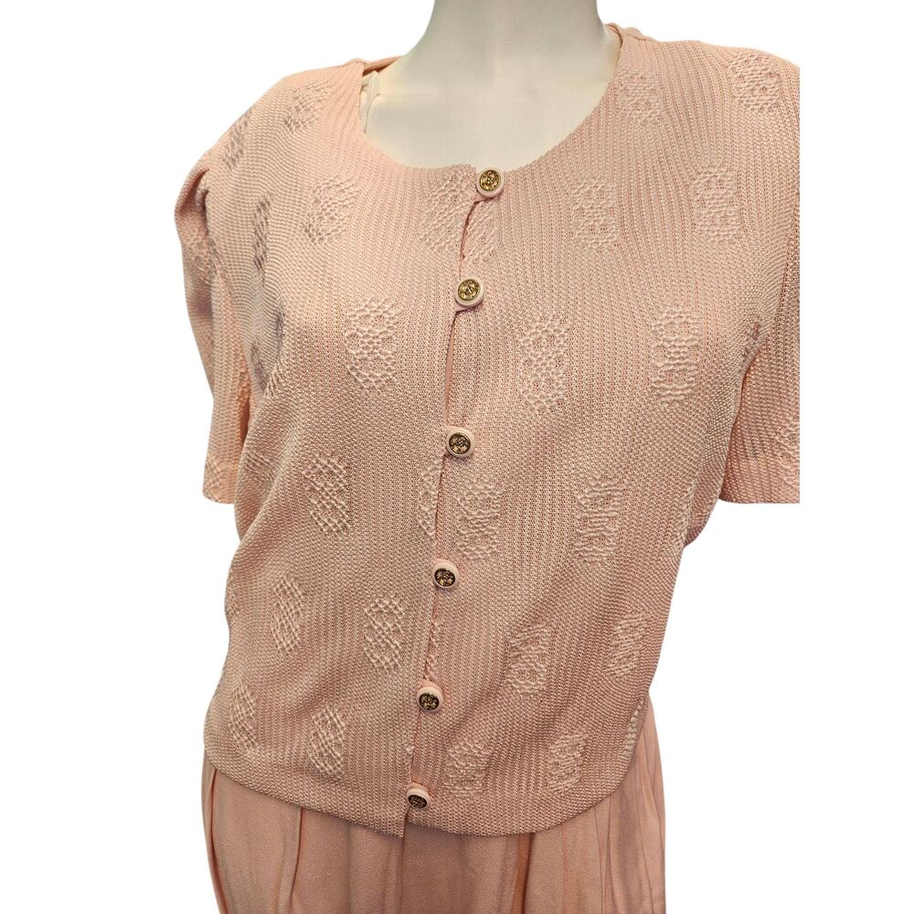 Periwinkle Pink Crochet Top Dress Womens size 18 Vintage 80's Has Tags Plus Size - Picture 4 of 9